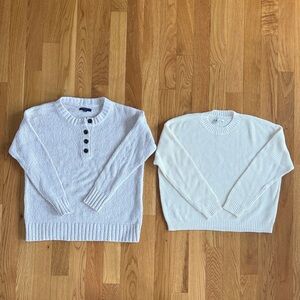 American Eagle Outfitters Women’s Cream and Light Beige Crewneck Sweaters